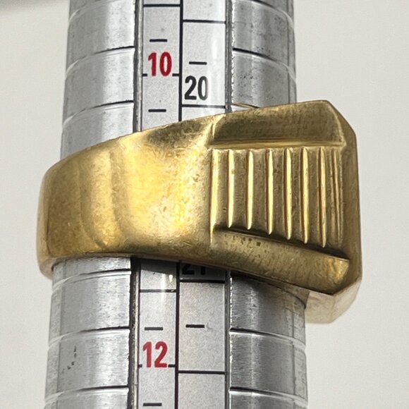 Mens 10k Gold Plated Vintage Signet Ring Engraved Design Size 11 17.56g 16mm - Picture 11 of 11